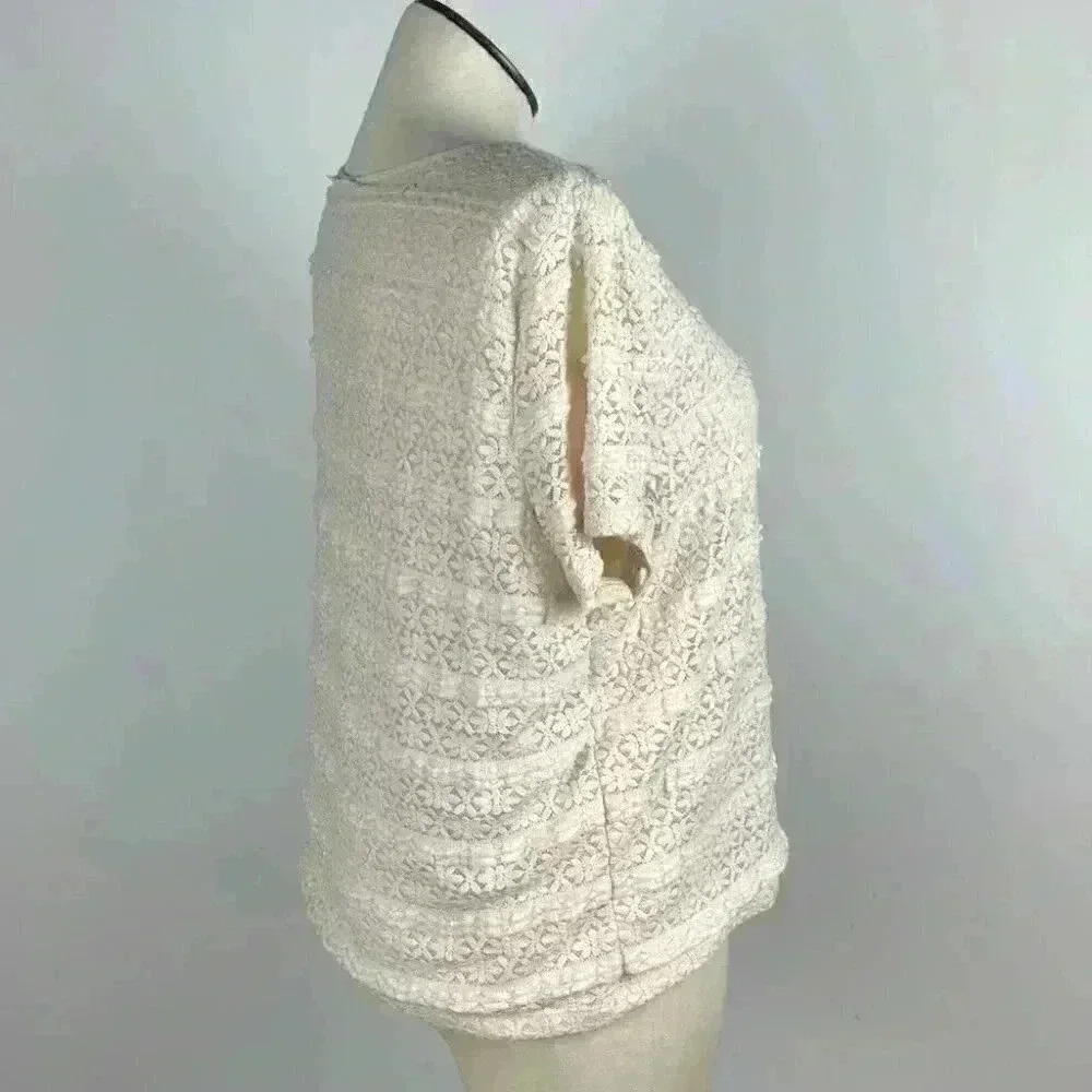 Alfred Dunner Womens top size XL cream floral eyelet